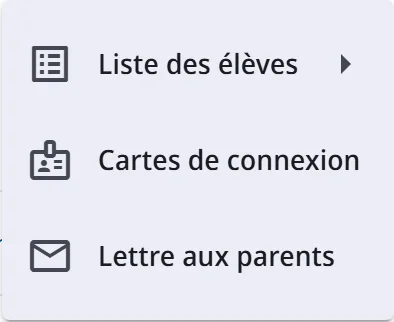 Le menu « Imprimer » dans l'onglet Élèves