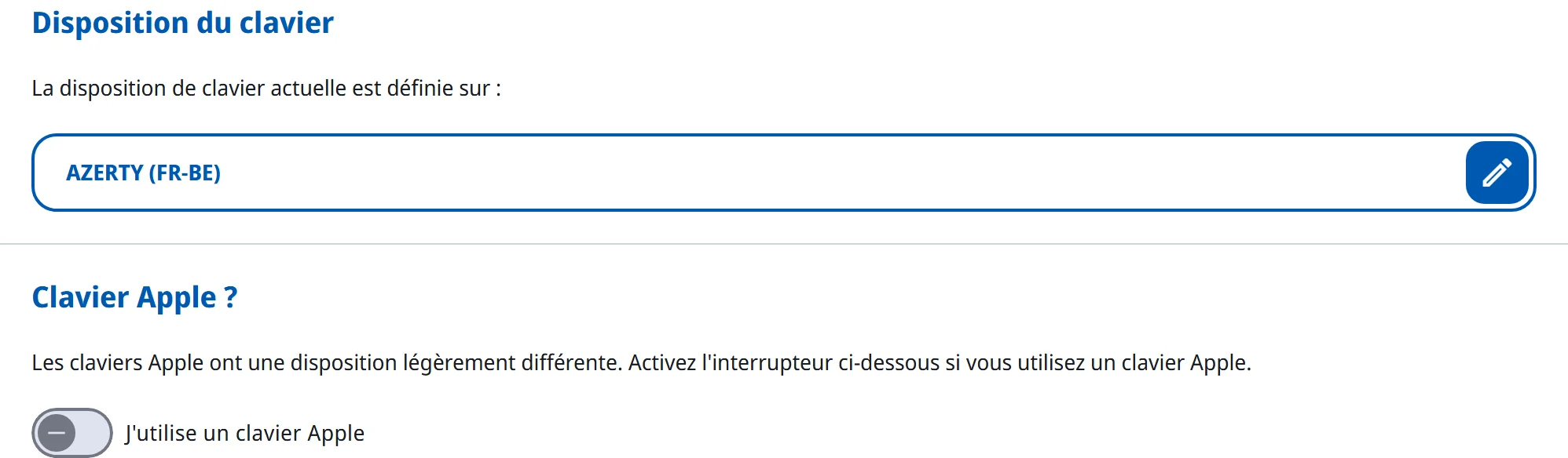 La section « Votre cours » dans tes préférences